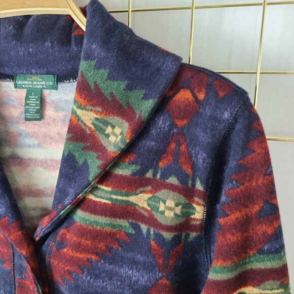 Lauren Jeans Co. Aztec Southwestern Vintage Shawl Collar Jacket - Picture 4 of 10